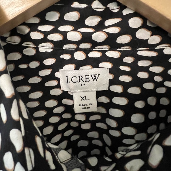 J Crew Black and White Polka Dot Cotton Button-Up Shirt XL - Picture 4 of 8